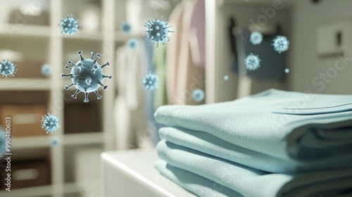 clean folding station in a laundry room with germs