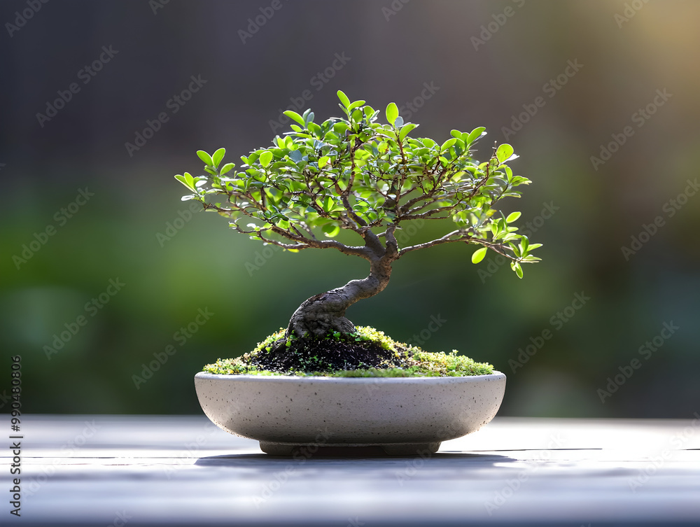 A small bonsai tree in a simple ceramic pot.
A small bonsai tree in a simple ceramic pot.