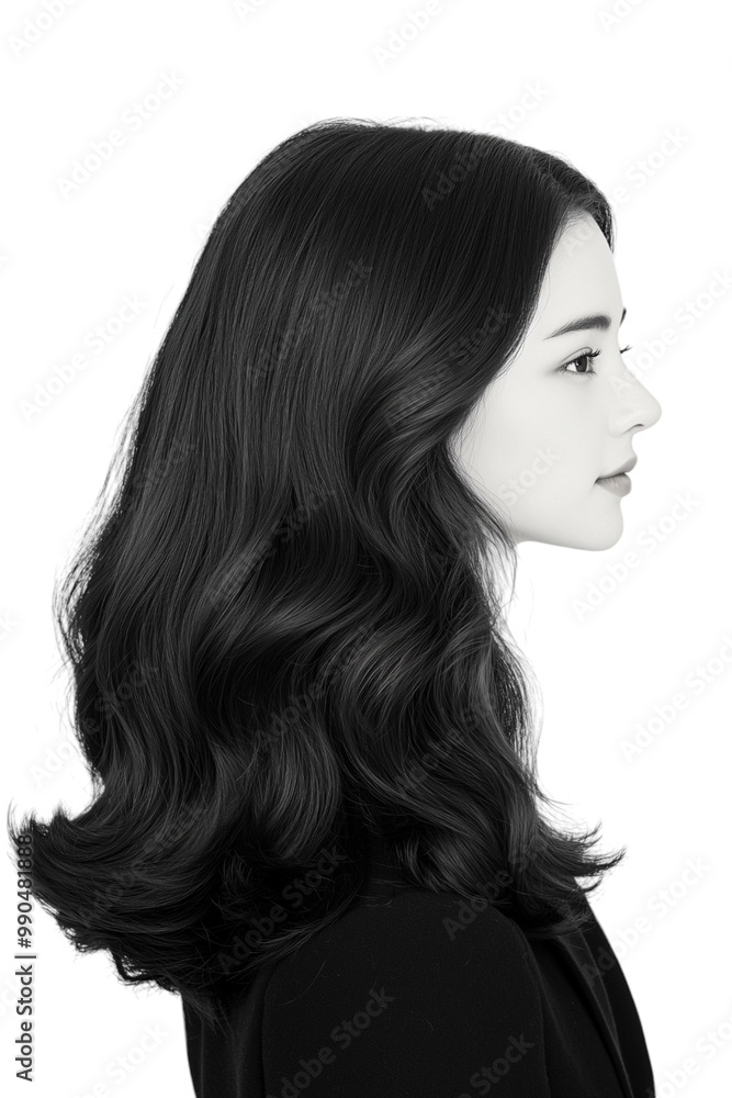 Naklejka premium Stunning Monochrome Portrait of a Woman with Lush Waves