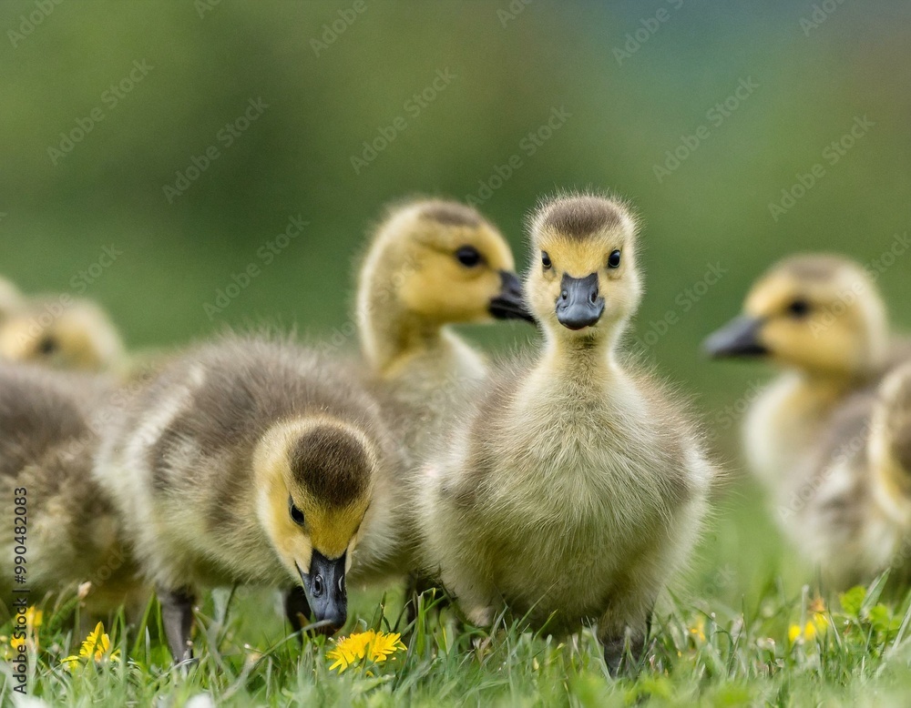 Viele Gänse Küken auf einer Wiese Viele Gänse Küken auf einer Wiese