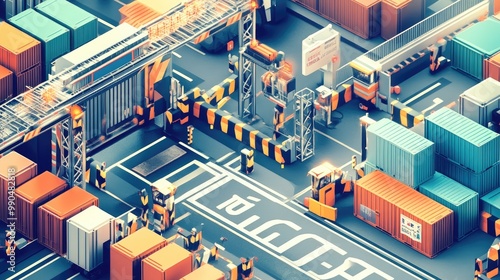 Visual of customs checkpoints with barriers, highlighting trade restrictions and global economic hurdles.