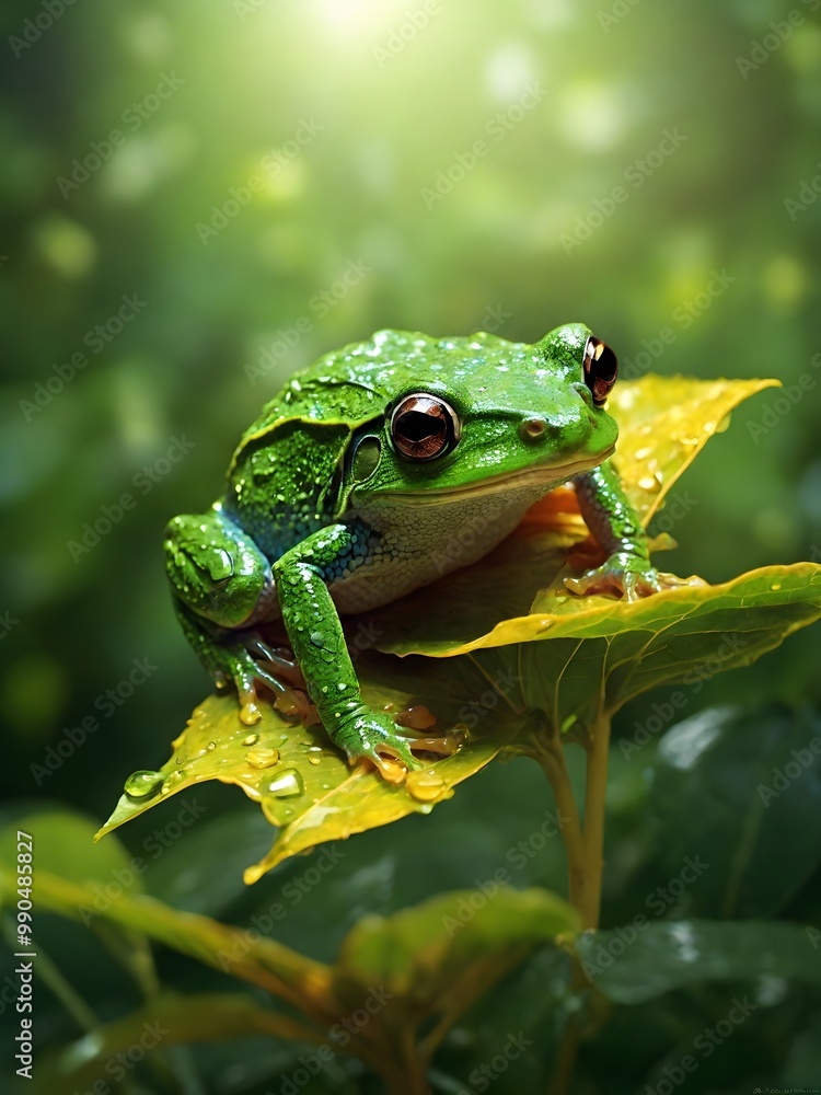 Green Wonder: Macro Shot of a Tiny Frog Green Wonder: Macro Shot of a Tiny Frog