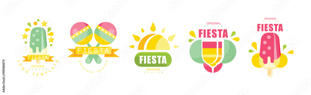 Fototapeta premium Fiesta Logo Original Design with Colorful Shape Vector Set