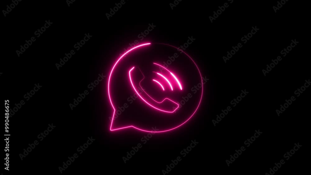 Neon Incoming call ring icon background black Screen animation of phone call icon. Glowing Calling icon concept animation. Neon Incoming call ring icon background black Screen animation of phone call icon. Glowing Calling icon concept animation.