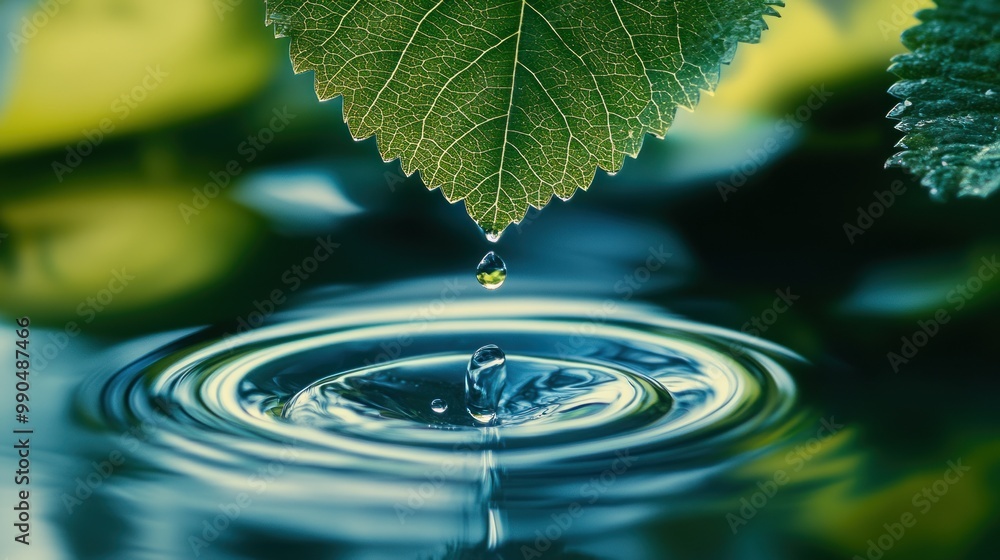 A leaf is floating on top of a small body of water A leaf is floating on top of a small body of water