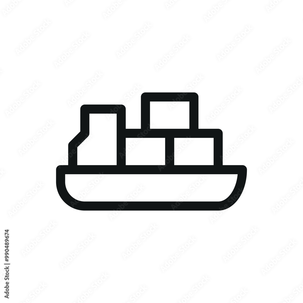 Container ship isolated icon, cargo ship vector symbol with editable stroke Container ship isolated icon, cargo ship vector symbol with editable stroke