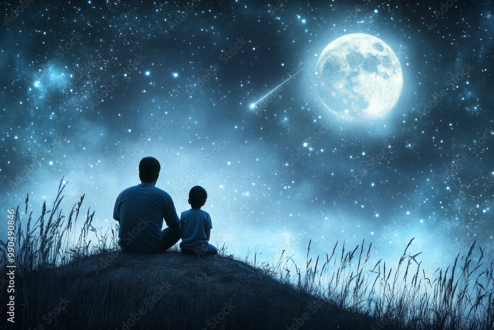 Father and Son Stargazing Father and Son Stargazing