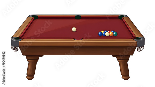 Cartoon illustration of Pool Table or Billiards Table isolated on transparency background