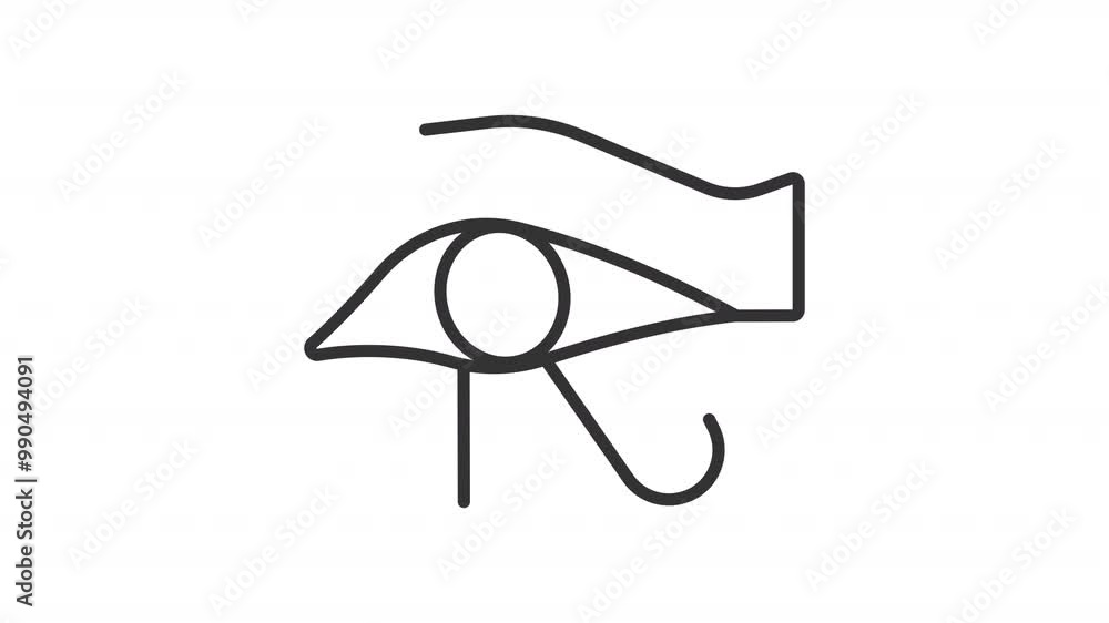 Animated horus eye icon. Blinking eye line animation. Egyptian god symbol. Ancient egypt. Mythology. Black illustration on white background. HD video with alpha channel. Motion graphic Animated horus eye icon. Blinking eye line animation. Egyptian god symbol. Ancient egypt. Mythology. Black illustration on white background. HD video with alpha channel. Motion graphic