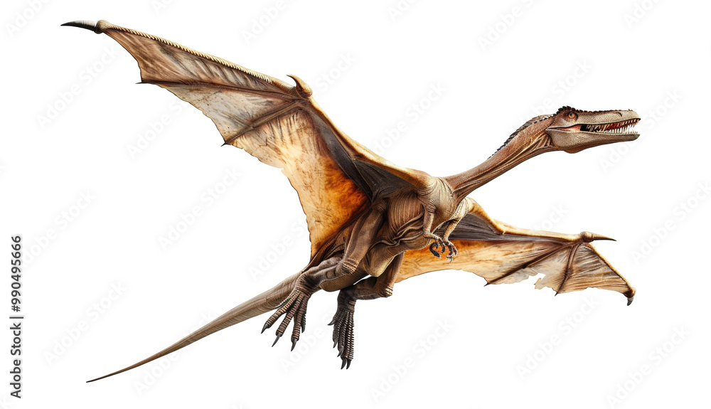 Fototapeta premium A large, orange and brown dragon is flying through the air