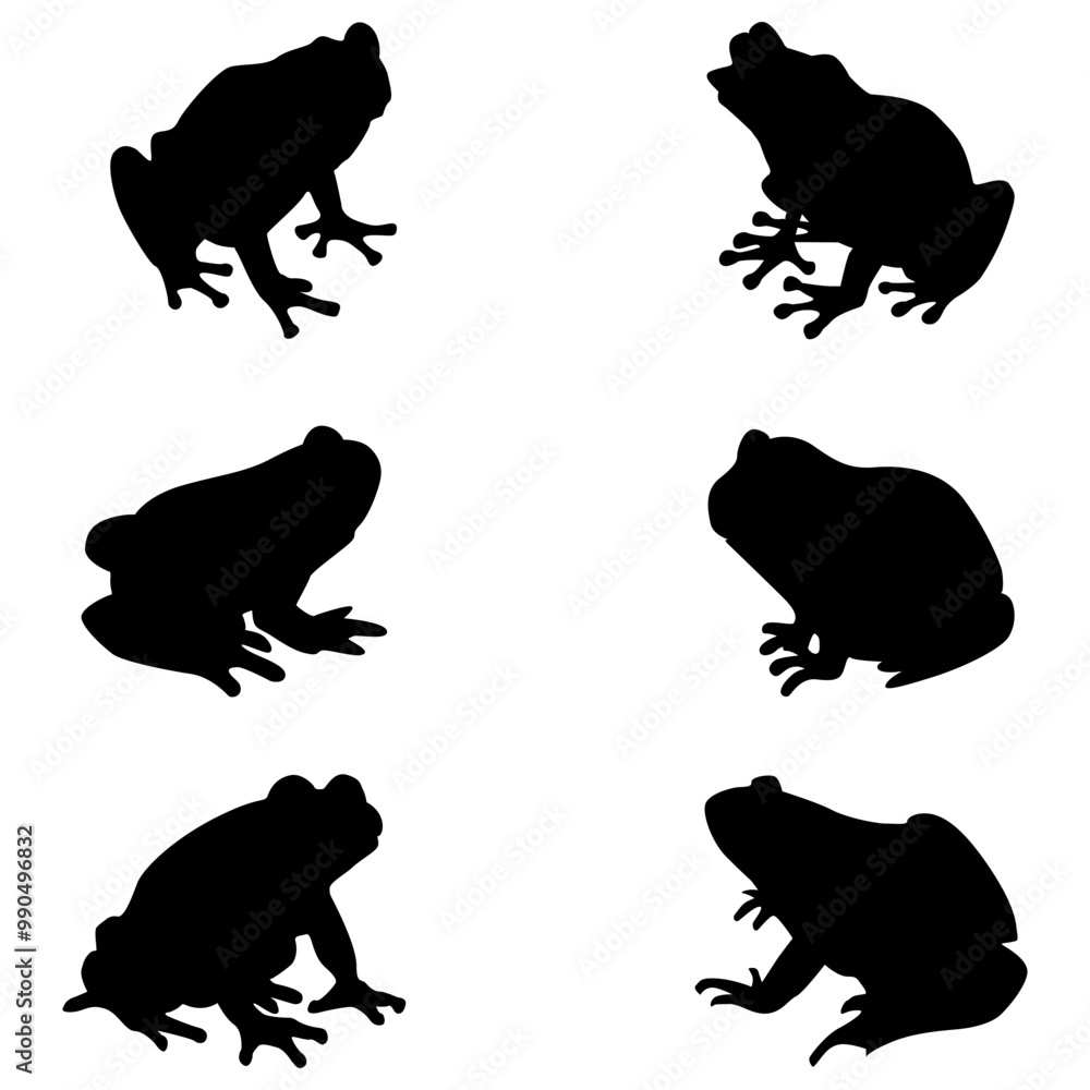 Naklejka premium Frog Silhouette set on white background