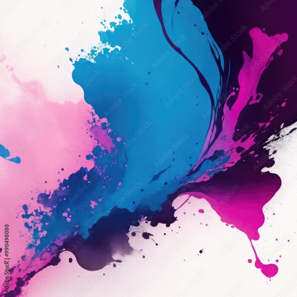 Fototapeta premium Abstract Brown, Blue, and Pink Ink Splash Art Background