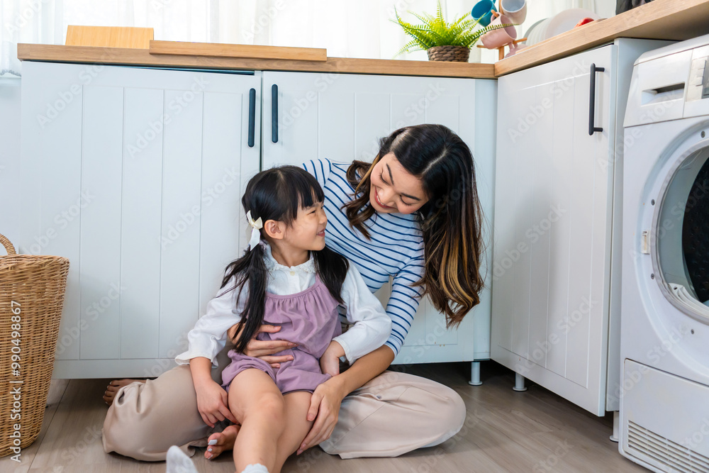 Asian happy family, mother spend free time with kid together at home. Asian happy family, mother spend free time with kid together at home.