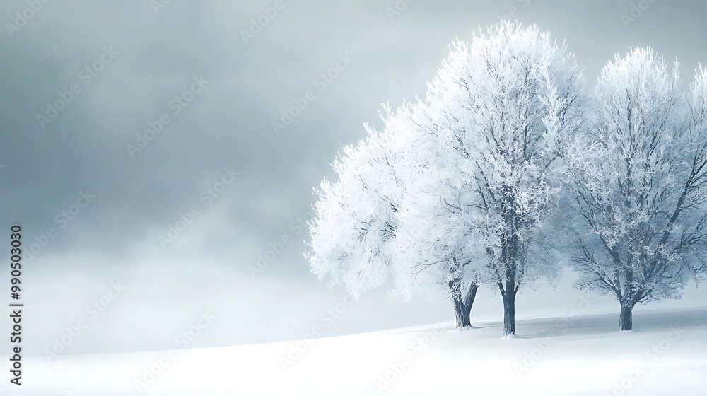 Lonely Tree in Foggy Winter Landscape Lonely Tree in Foggy Winter Landscape