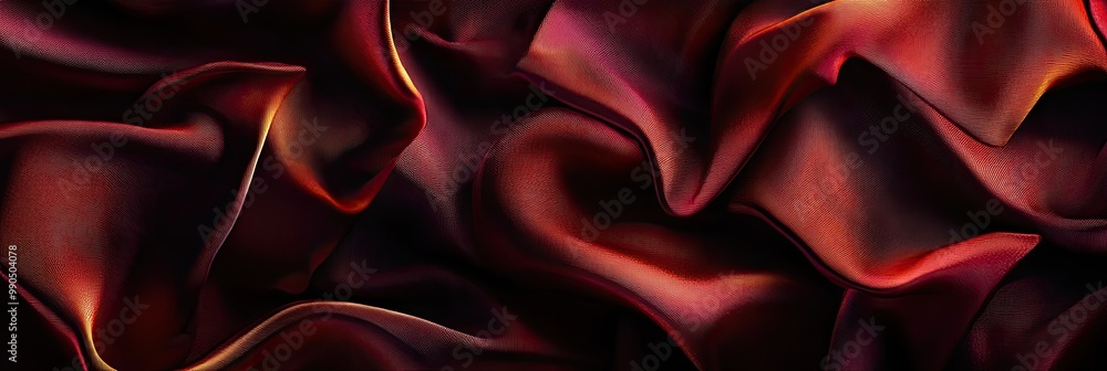 Fototapeta premium Crumpled silk texture in rich, opulent tones, creating dramatic folds and light play