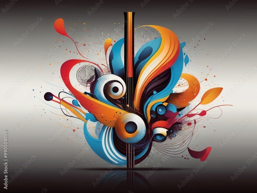 Fototapeta premium Abstract colorful design with swirls and splatters