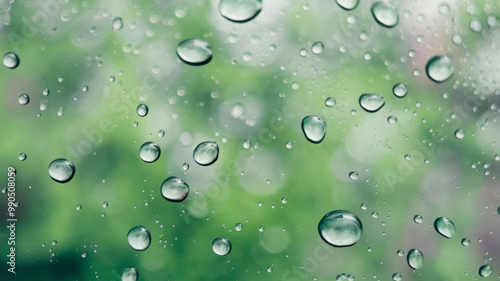 Wallpaper Mural Water droplets in the window glass. This image is suitable for example for text backgrounds, website backgrounds, or anything else. Image has a vintage effect. Torontodigital.ca
