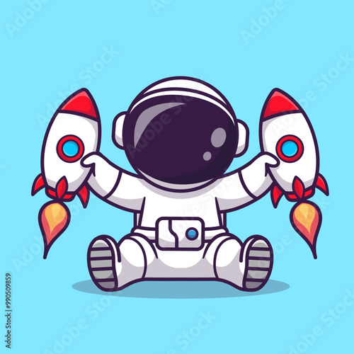 Cute Astronaut Holding Rocket Toys Cartoon Vector Icon
Illustration. Science Technology Icon Concept Isolated
Premium Vector. Flat Cartoon Style