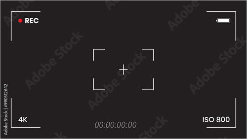 Video Camera Frame Viewfinder on Black Background