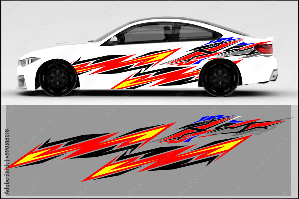 design vector background wrap car, decal car with unique and modern line pattern with bright colors design vector background wrap car, decal car with unique and modern line pattern with bright colors