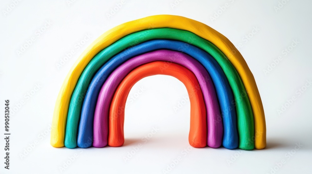 Fototapeta premium Rainbow made of colorful playdough isolated on white background.