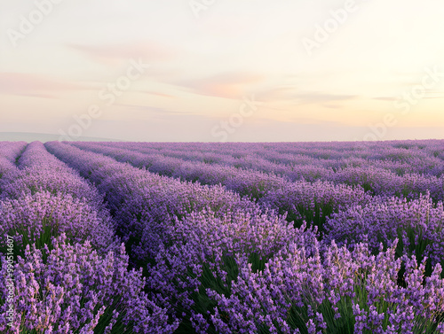 A field of lavender stretching into the distance.