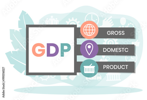 GDP - gross domestic product business concept background. vector illustration concept with keywords and icons. lettering illustration with icons for web banner, flyer, landing page, presentation