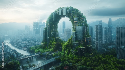 Urban Green Architecture in Futuristic Cityscape