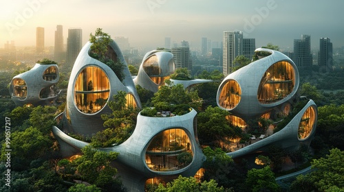 Futuristic Eco-Friendly Architecture in Urban Landscape