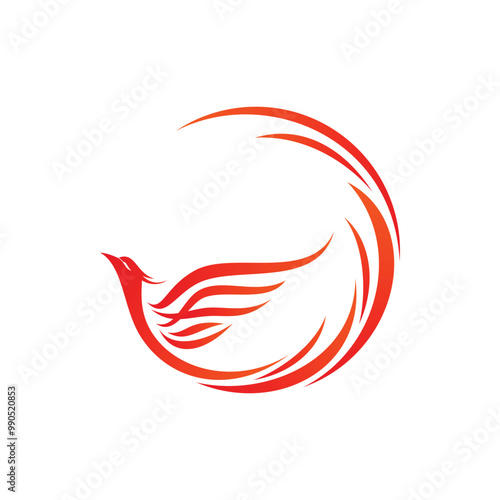 Mythological animal Phoenix fire bird vector logo design