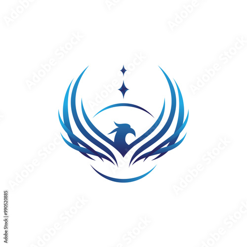 Mythological animal Phoenix fire bird vector logo design