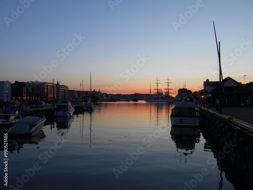 sunset in the harbor