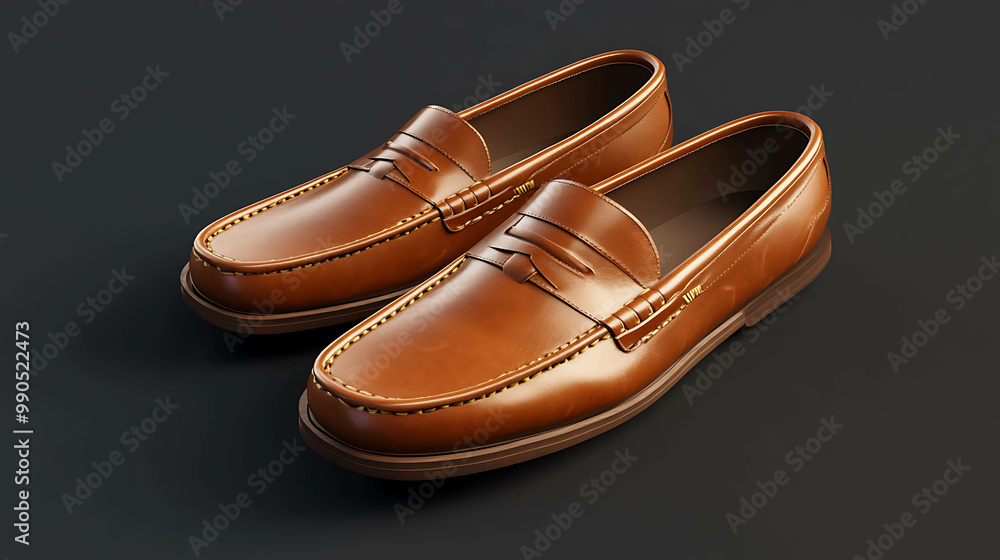 A pair of brown leather loafers. A pair of brown leather loafers.