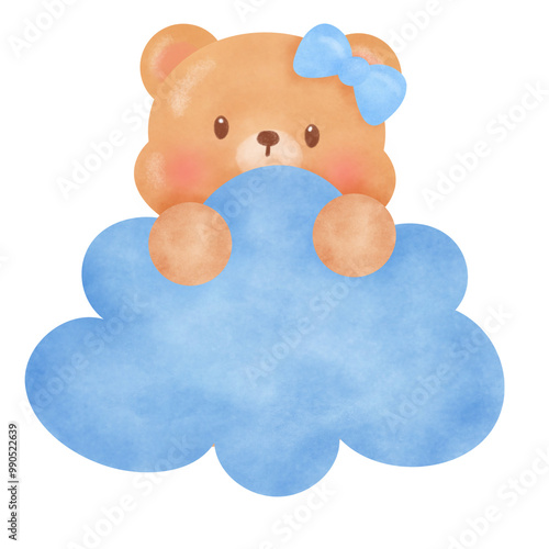 teddy bear on blue sky