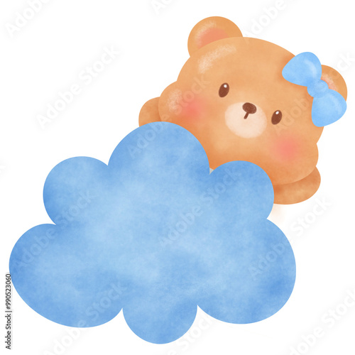 Bear with blue cloud