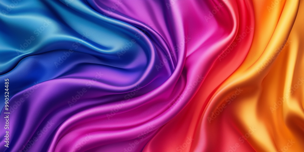 Obraz premium Rainbow silk fabric folds