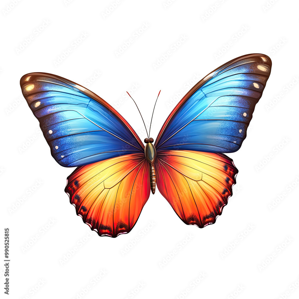 Beautiful butterfly, blue and orange wings, Transparent background, Beautiful butterfly, blue and orange wings, Transparent background,