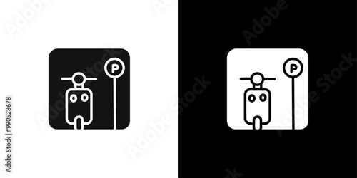 motorbike parking icon Flat line illustration