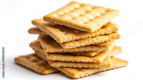 Stack of Crackers on White Background