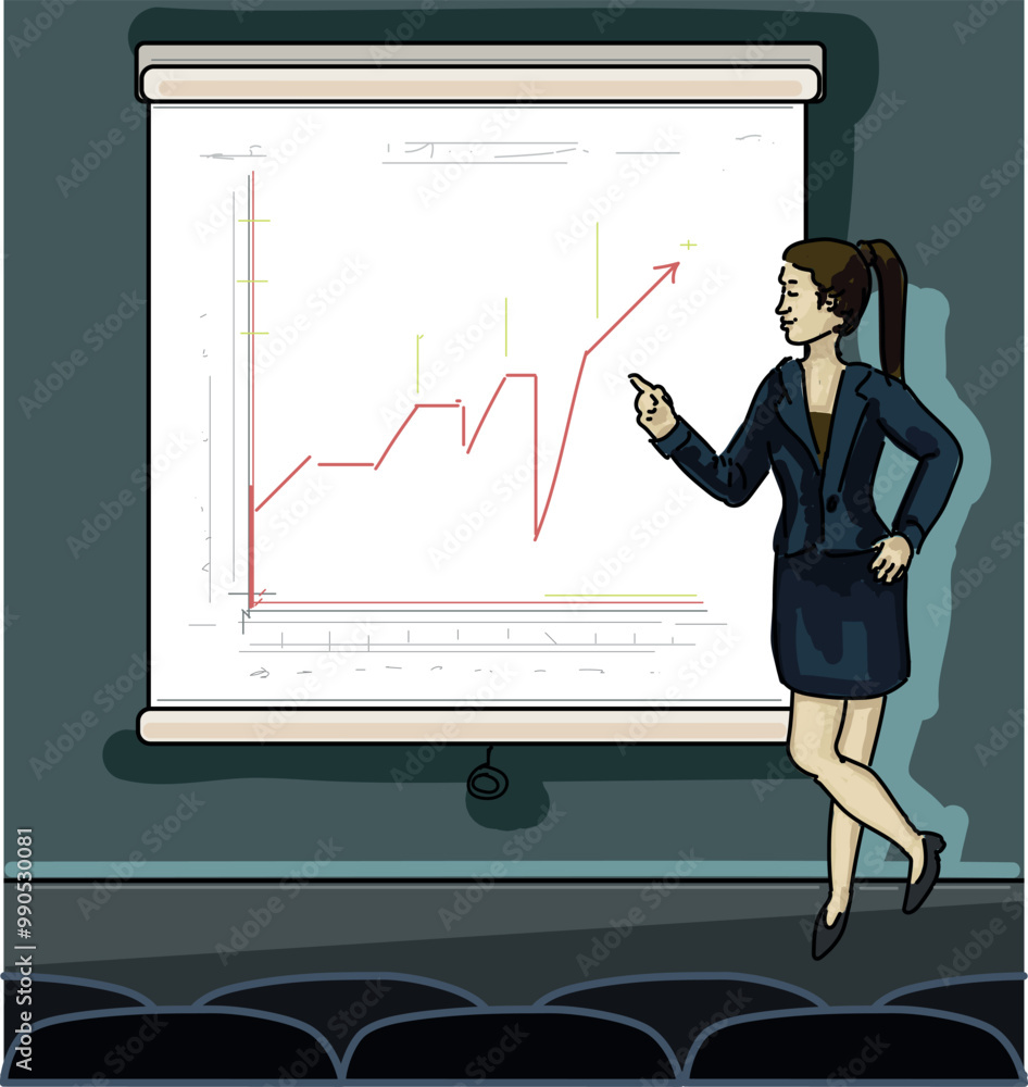 woman presenting graph on white board business presentation woman presenting graph on white board business presentation