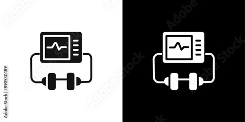 Rescue defibrillator icon Flat line illustration