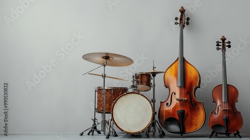 Seven-string electric guitar made of dark wood. Shot on a white background. Background for music and creativity.