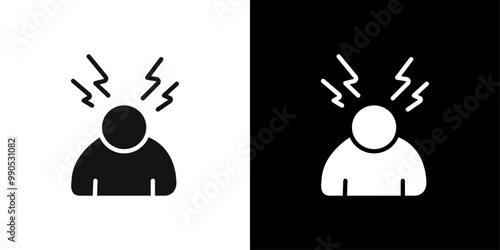 Stress icon Flat line illustration