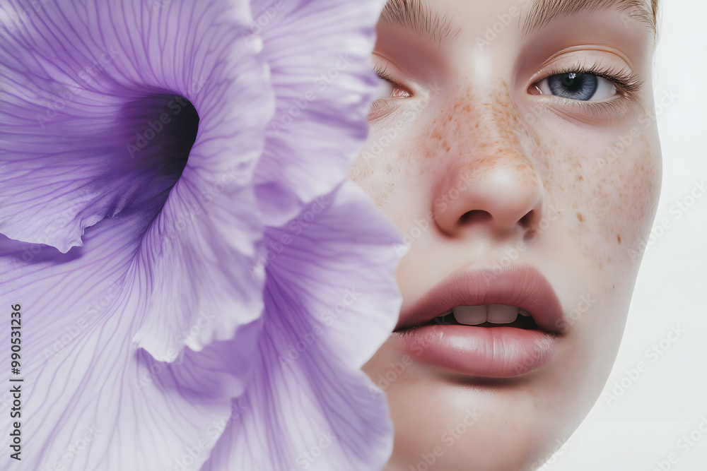 Smiling Behind a Gigantic Purple Flower in Studio Photography
Smiling Behind a Gigantic Purple Flower in Studio Photography