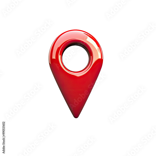 3d red location pin icon on Transparent background,