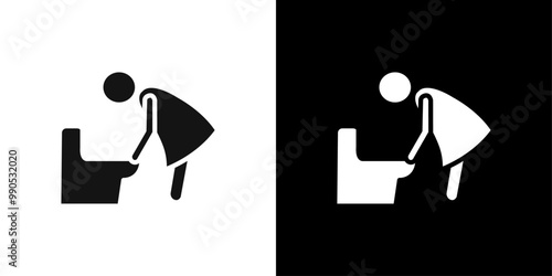 vomiting in bathroom icon Flat line illustration