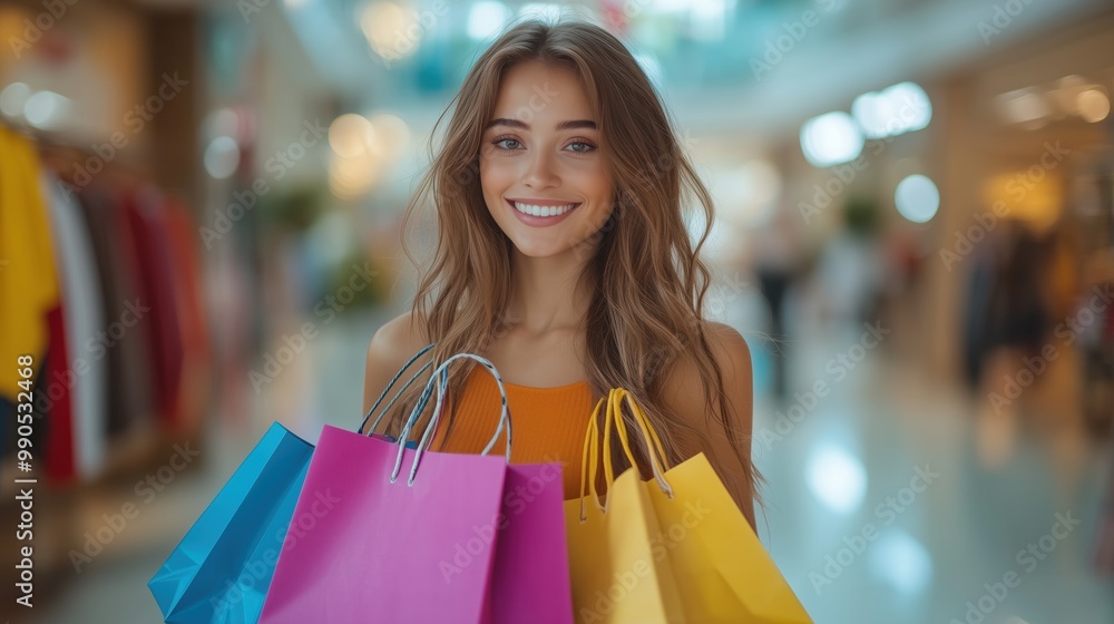 happy girl with shopping bags, isolated on white happy girl with shopping bags, isolated on white