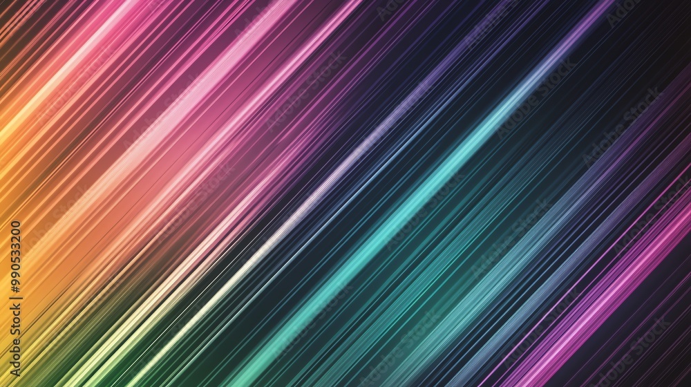 Abstract background with diagonal lines and a gradient of yellow, orange, pink, purple, and blue. Abstract background with diagonal lines and a gradient of yellow, orange, pink, purple, and blue.