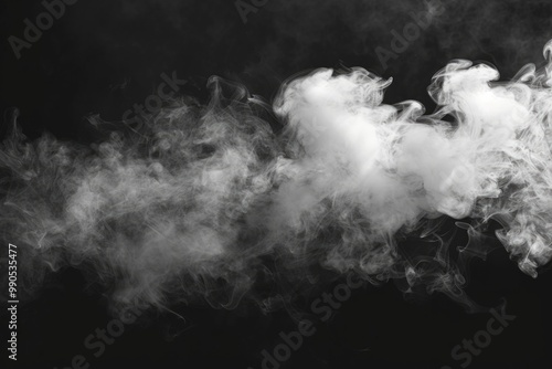 Smoke Effect. Abstract White Steam and Fog on Dark Background