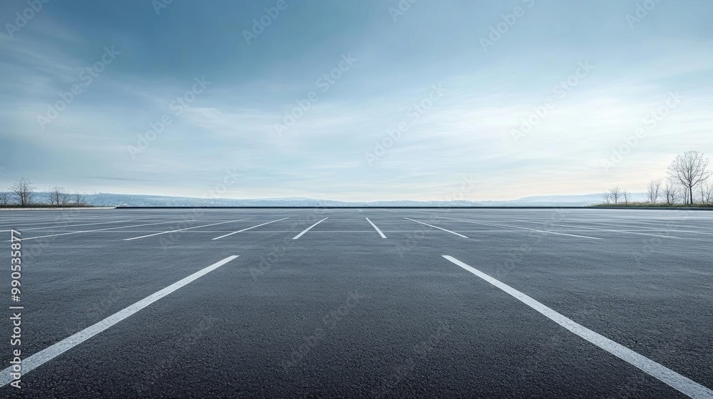 Fototapeta premium make me image of empty parking lot , day time , modern with good background